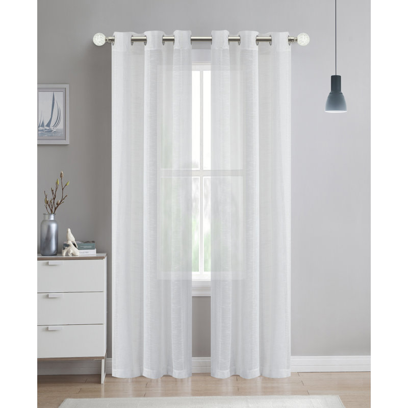 Panneaux de rideaux semi-transparents à rayures, Denim, L 38 po x L 96 po