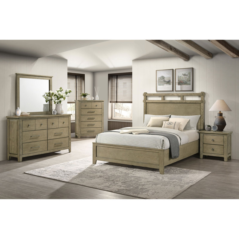 Commode 6 tiroirs en chêne avec miroir