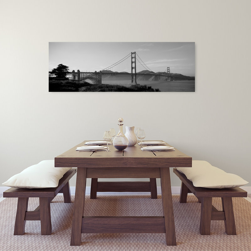 Porte, pont, San Francisco, Ca, États-Unis, abstrait, art contemporain de montagne, art mural, H 16 po x l 48 po