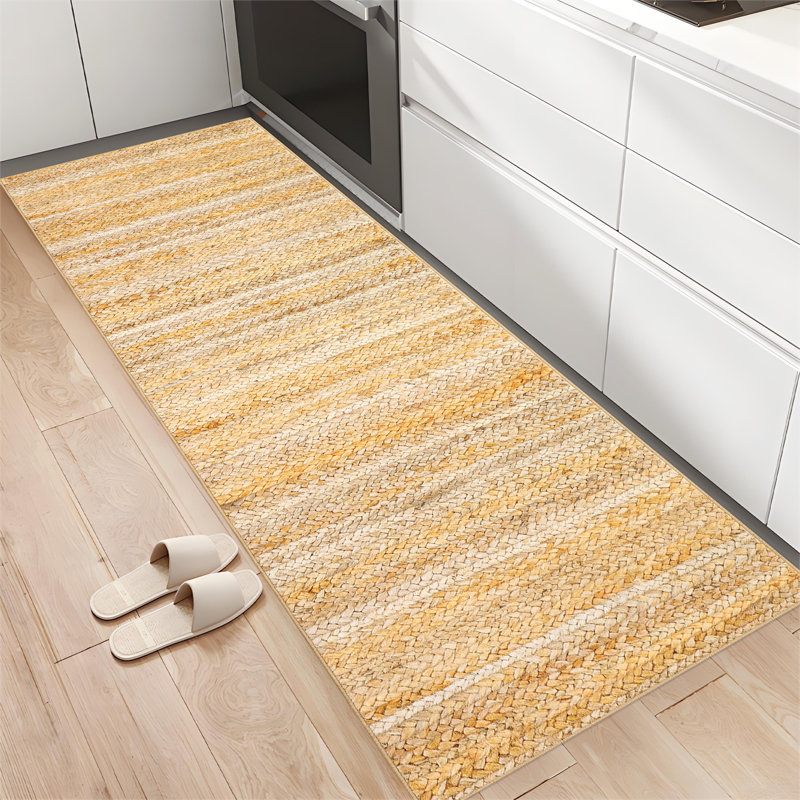 Machine Washable Runner Rugs 2x6 Modern Farmhouse Runners Non-Slip Gradient Runner Rug Soft Printed Braid Indoor Floor Carpet Rug for Hallway Kitchen Bedside Laundry, Orange