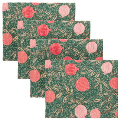 Pomegranate Polyester Floral Rectangle Placemat