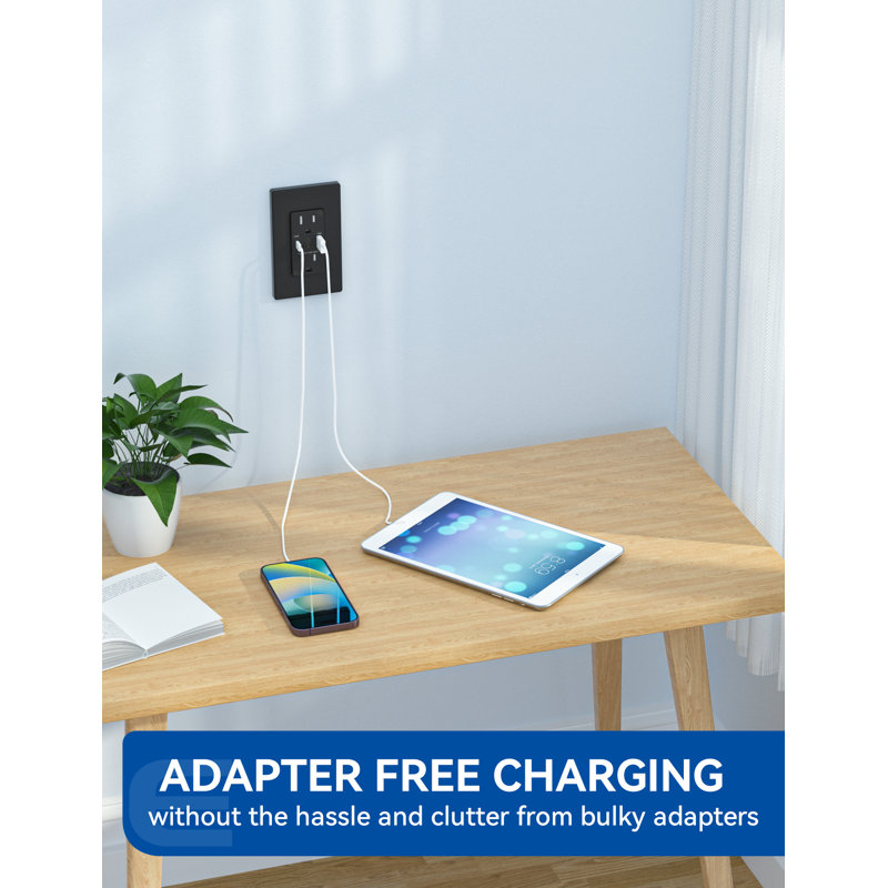 Prise quadruple inviolable standard de 15 ampères, 1, Noir