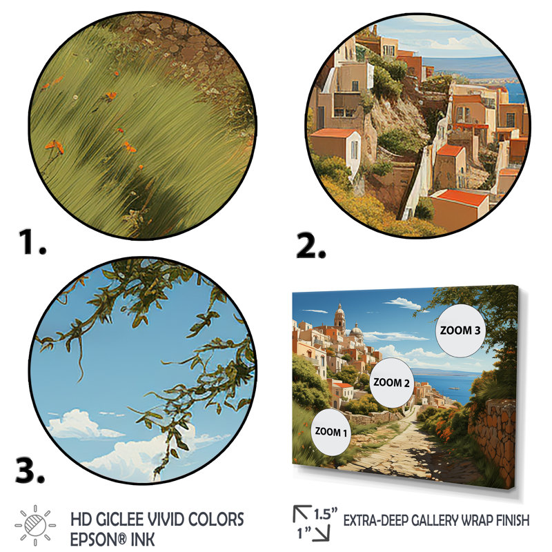 Village italien près de la côte I - Italie, art mural paysage, Cadre flottant brun, H 12 po x l 20 po x P 1 po