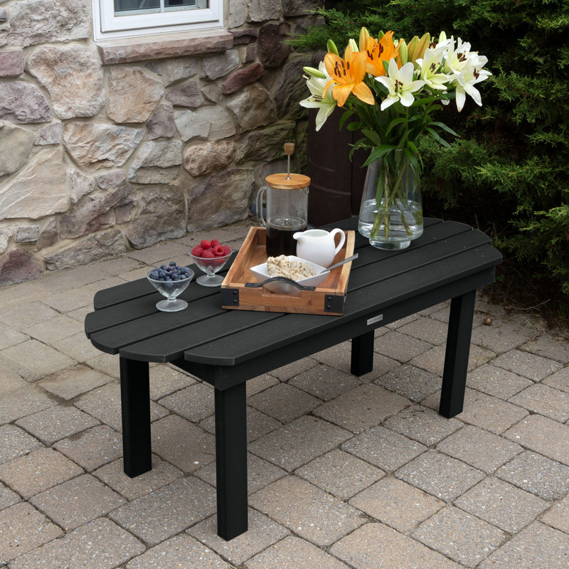 Anette Oval Outdoor Coffee Table , 45 " W 19 " D, Black