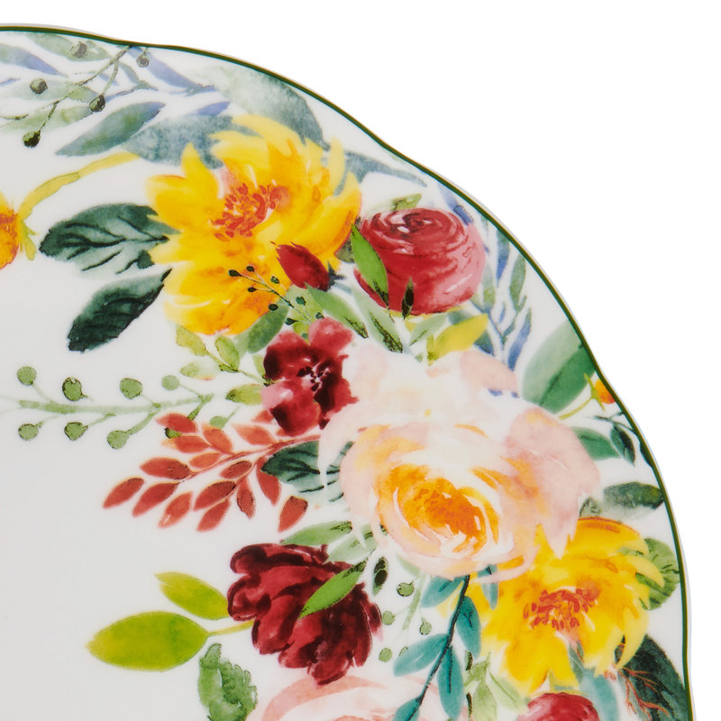 Clara 16-Piece Lightweight Chip-Resistant Bone China Dinnerware Set, Service for 4