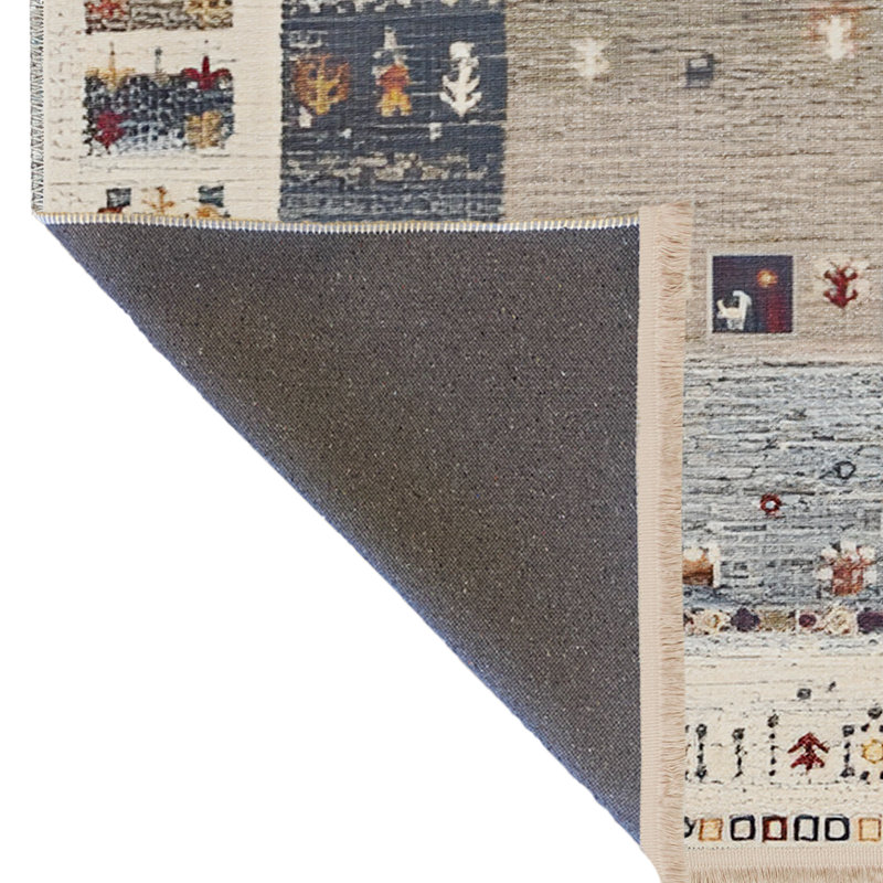 Tapis décoratif moderne bleu-beige, Rectangle 4 pi 11,06 po x 9 pi 10,11 po