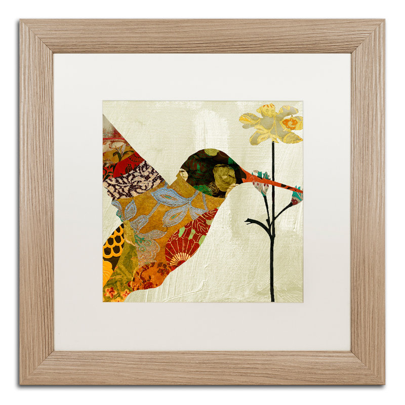 Jadaya «Hummingbird Brocade III» par Color Bakery, impression encadrée, blanc, H 16 po x l 16 po x P 0,5 po, Cadre noir