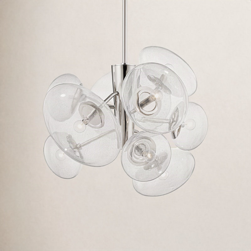 Luminaire suspendu Spoutnik à 9 lumières Jovi, Nickel poli