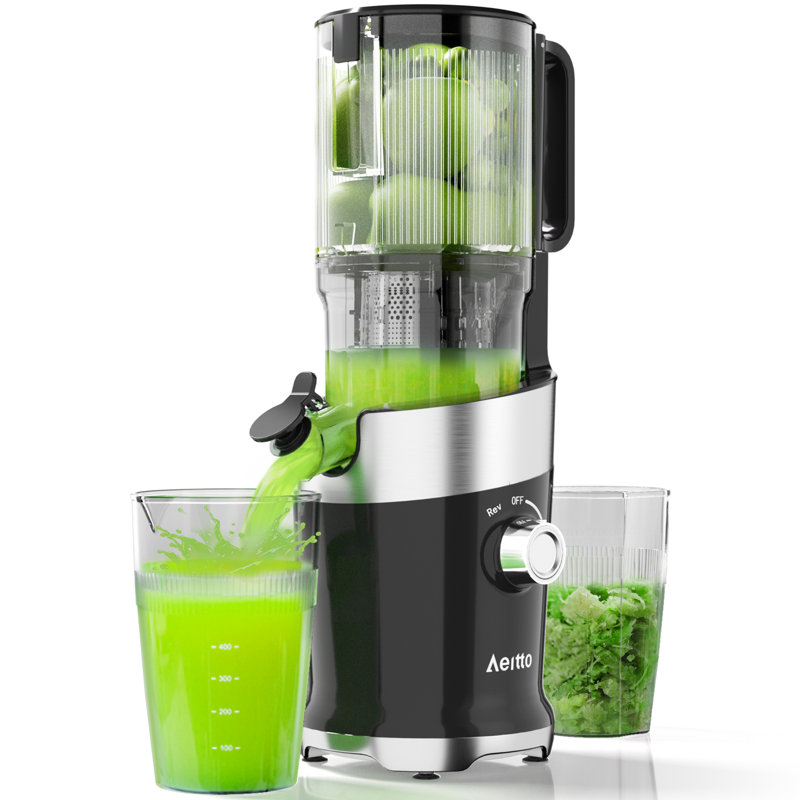 Aeitto Juicer Machines, grande goulotte d'alimentation pour fruits et légumes entiers de 4,9 po, Noir, noir, noir, noir