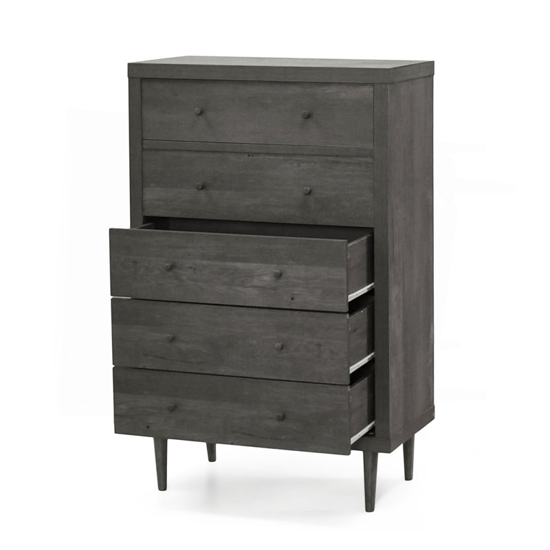Commode à 5 tiroirs, une solution de rangement pour la chambre à coucher, Gris