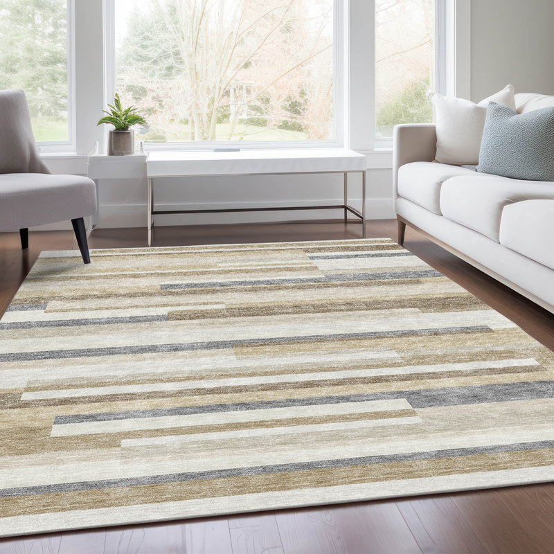 Premium Machine Washable Prisco Ivory Rug, Rectangle 3' x 5'