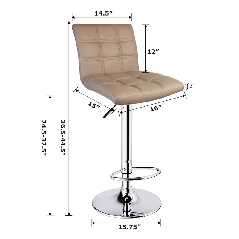 Ludly 32.5" Swivel Upholstered Adjustable Height Counter Stool, Khaki, 2