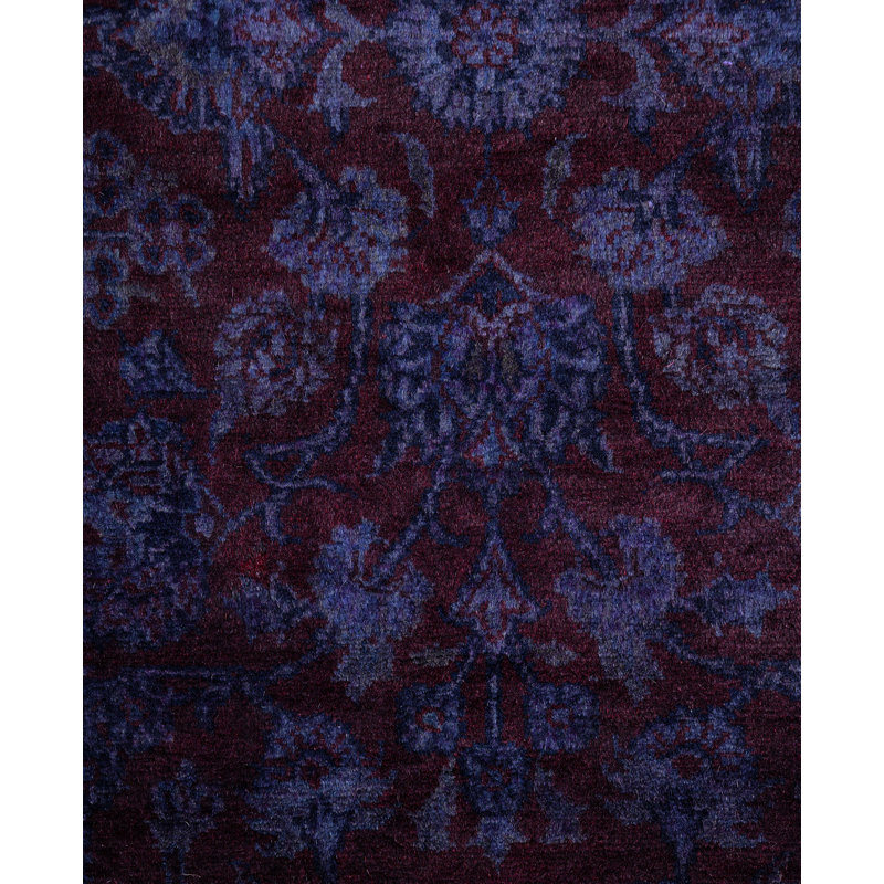 Overdyed Hand-Knotted Wool Modern-Contemporary Purple Runner 2' 7" x 14' 0"