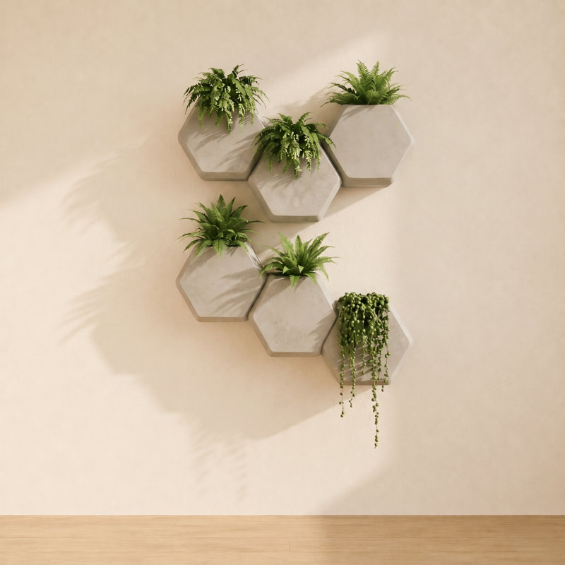 Inett Polyethylene Wall Planter Set, 4, White