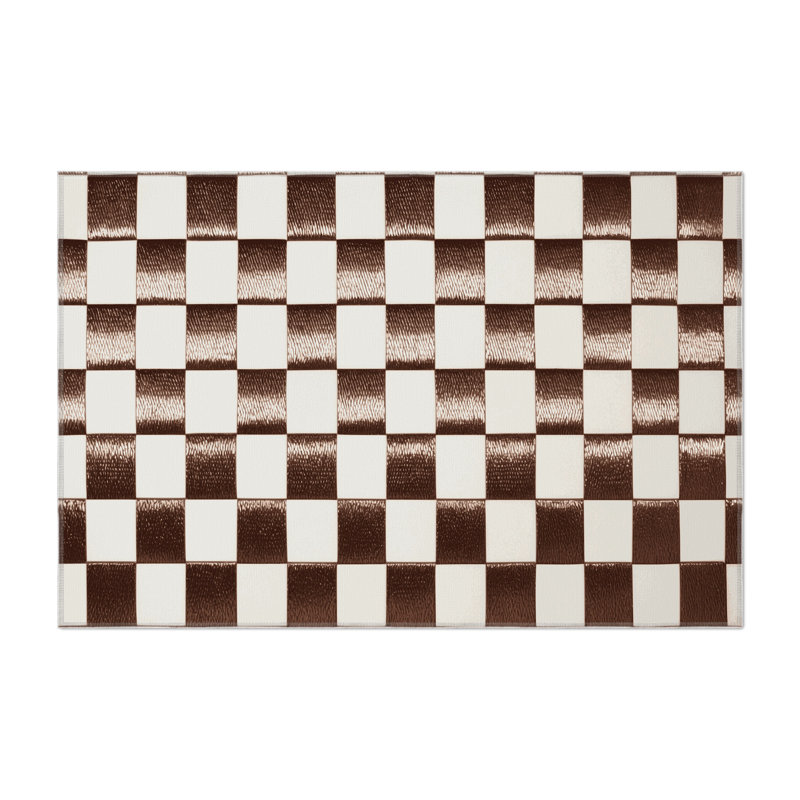 Tapis d'intérieur et d'extérieur à carreaux beige, Rectangulaire 3 pi x 5 pi