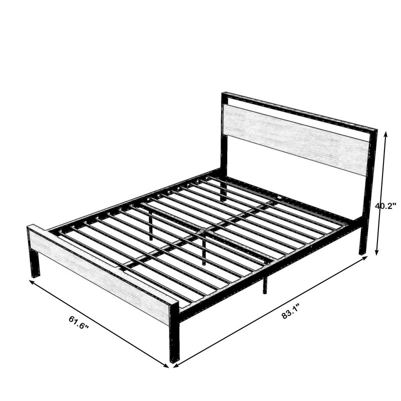 Arusha Metal Platform Bed, Queen, Black Walnut