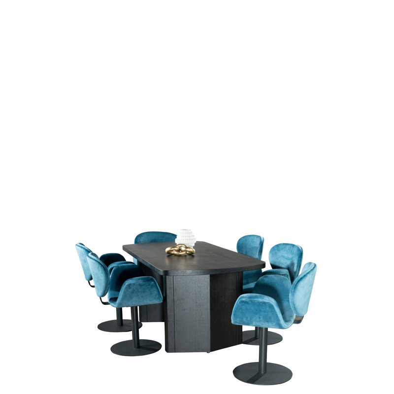 Swivel Tulip Chair with 180-Degree Swivel and Upholstered Seat – Modern Dining, Office, or Accent Chair, Blue