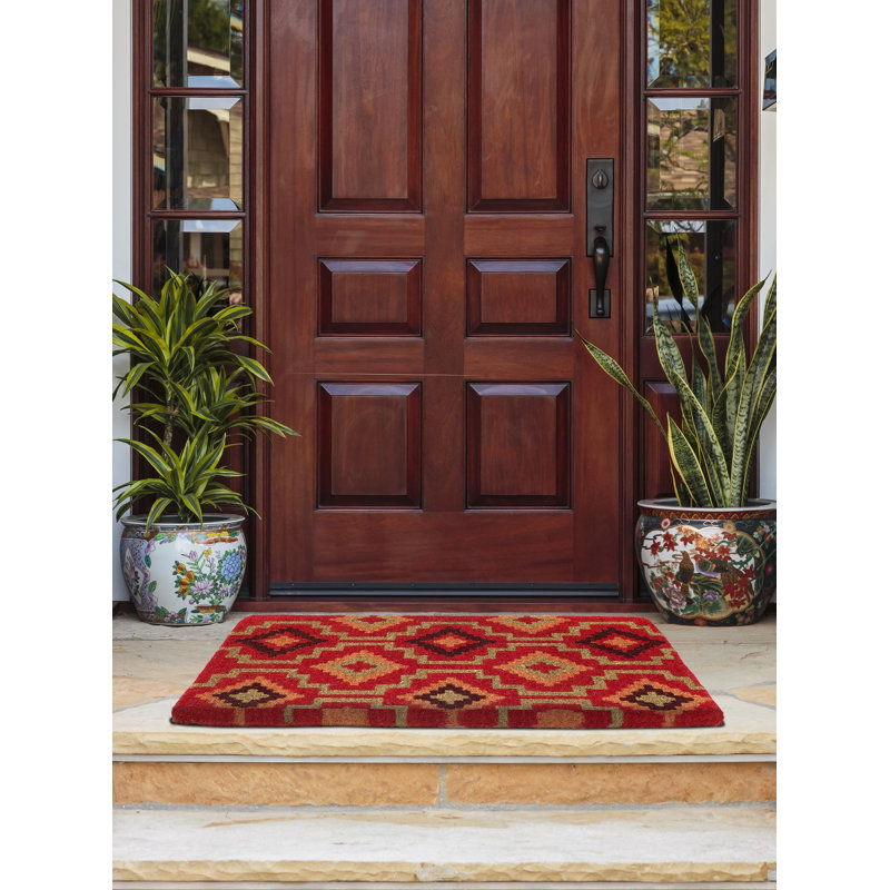 Yaneira Lhasa Kilim Entryway Doormat, 24" W x 36" L, Rubber, Coir