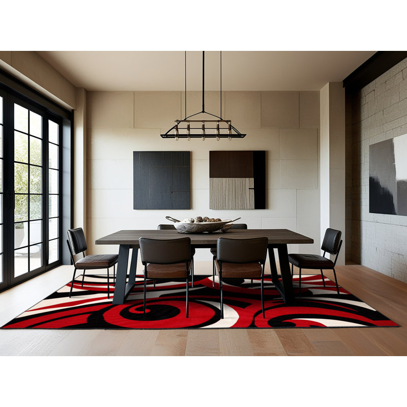 Obsidian Ray Rug, Square 3'