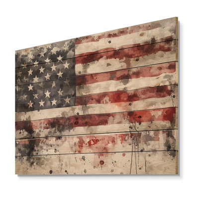 Drapeau des États-Unis, «Emancipation Proclamation II», art mural en bois des États-Unis - sur bois de pin naturel