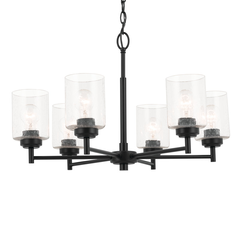 Winslow Black 6-Light Chandelier with Clear Seeded Glass