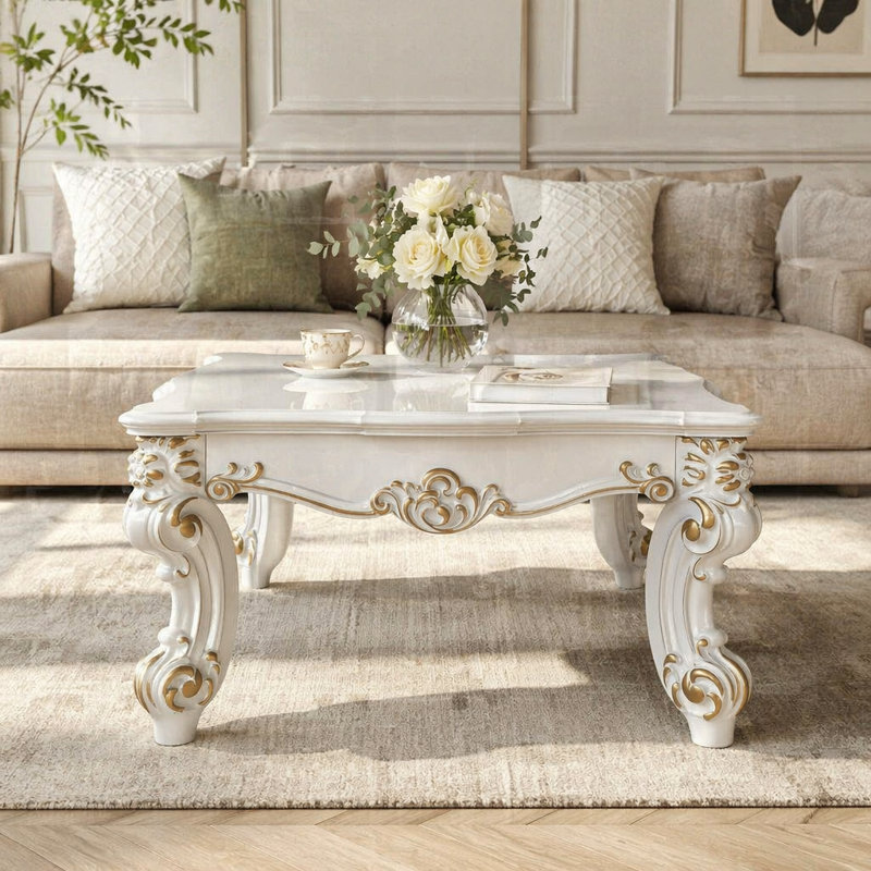 Table basse avec pieds à volutes Pearl