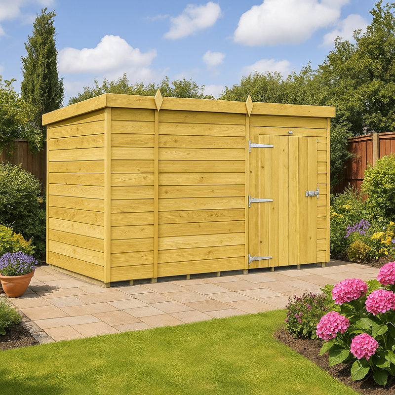 10ft x 4ft Pent Shed - Single Door without Windows