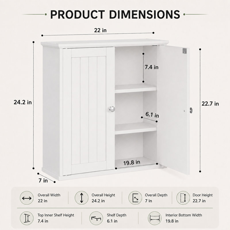 Armoire de salle de bain avec barre à serviettes et tablette, Blanc