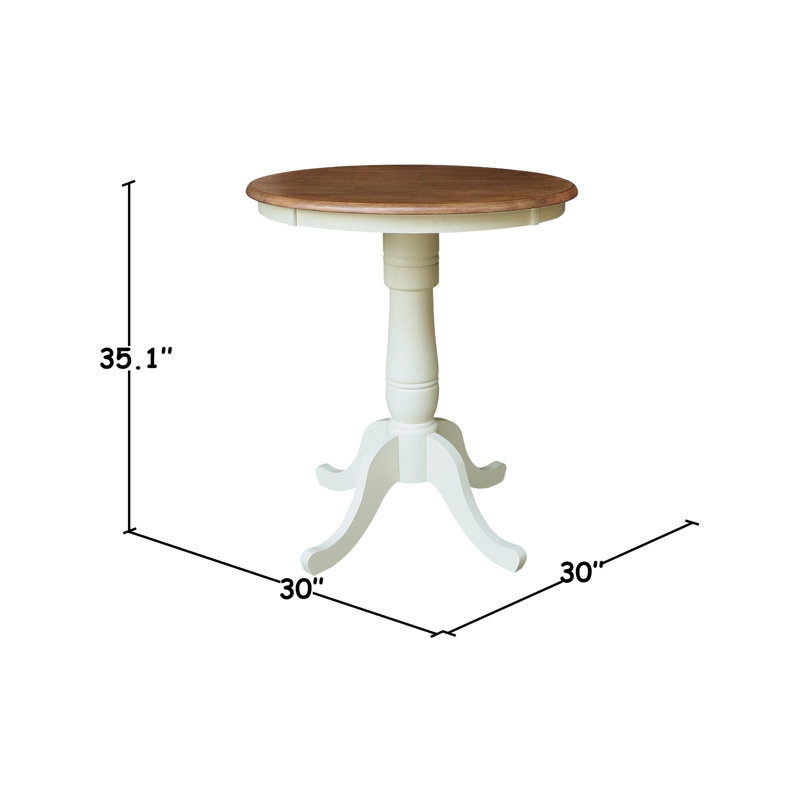 Ensemble de salle à manger à hauteur de comptoir en bois massif 3 pièces Drilon, H 35,1 po x L 30 po x l 30 po