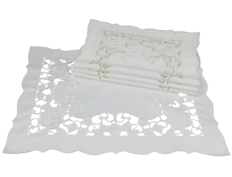 White Rose Embroidered Cutwork Placemat