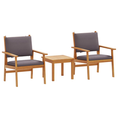 Ensemble de canapé de jardin vidaXL 3 pièces en bois d'acacia massif anthracite