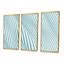 Fractal petites vagues bleues 3D - ensemble abstrait d'art mural sur toile encadrée de 3-1194972551-1194972547