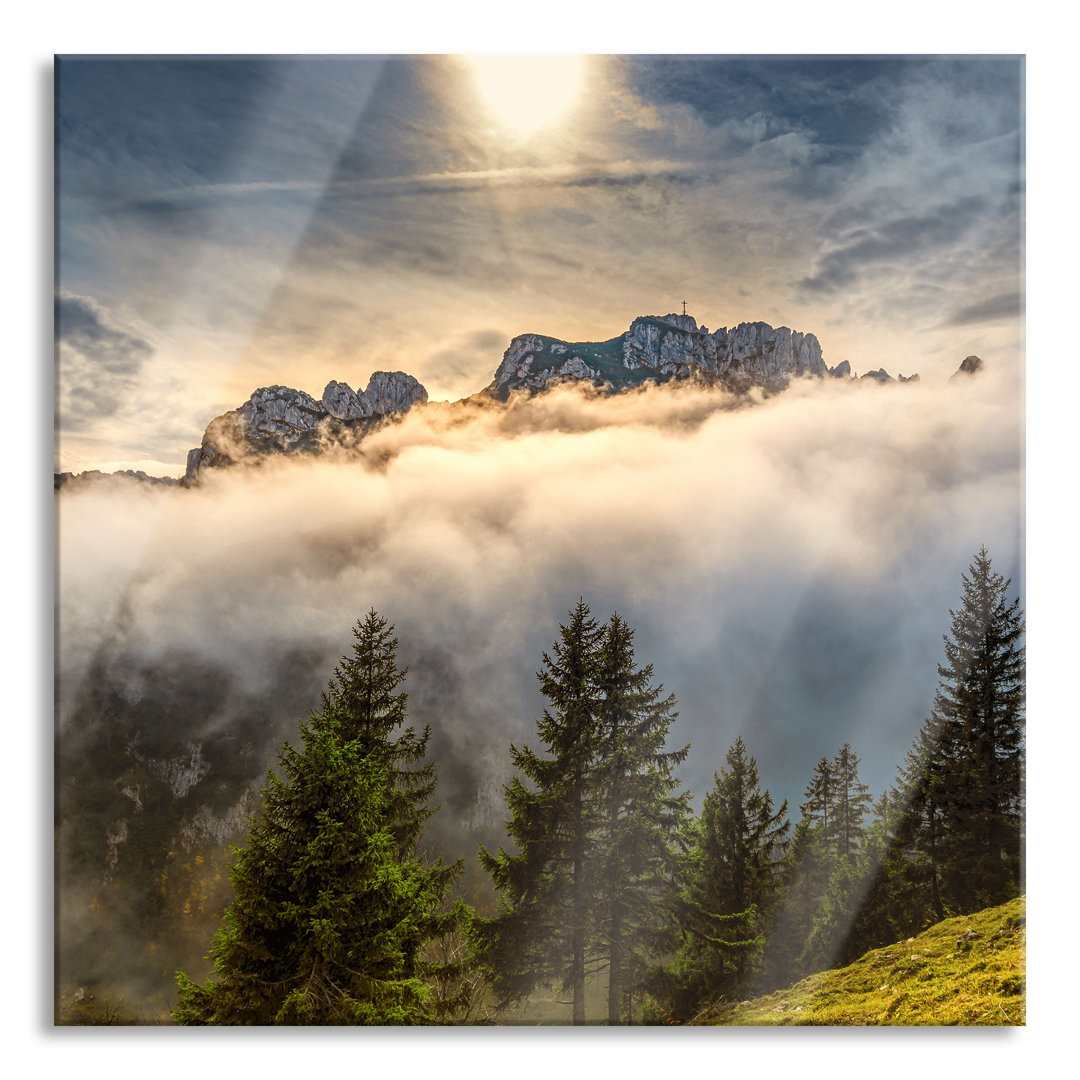 Glasbild Aufsteigende Wolken in den Dolomiten