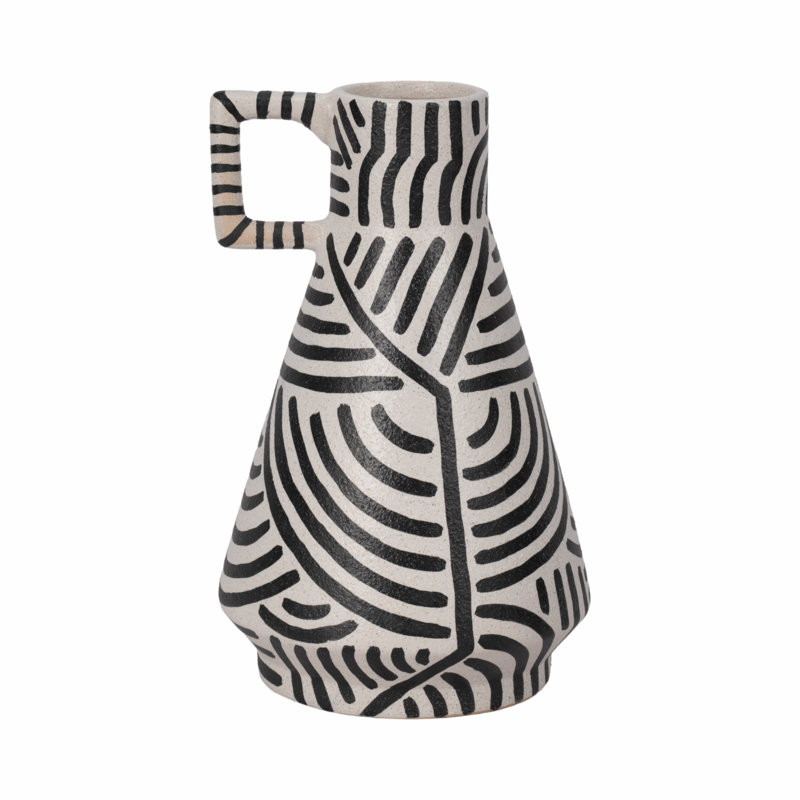 Handcrafted Black and White Ceramic Novelty Table Vase