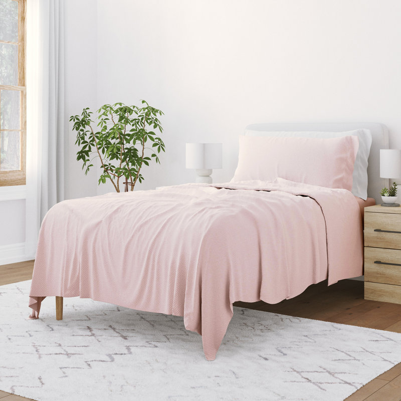 Pink Cotton and Polyester Microfiber Kids Full Sheet Set