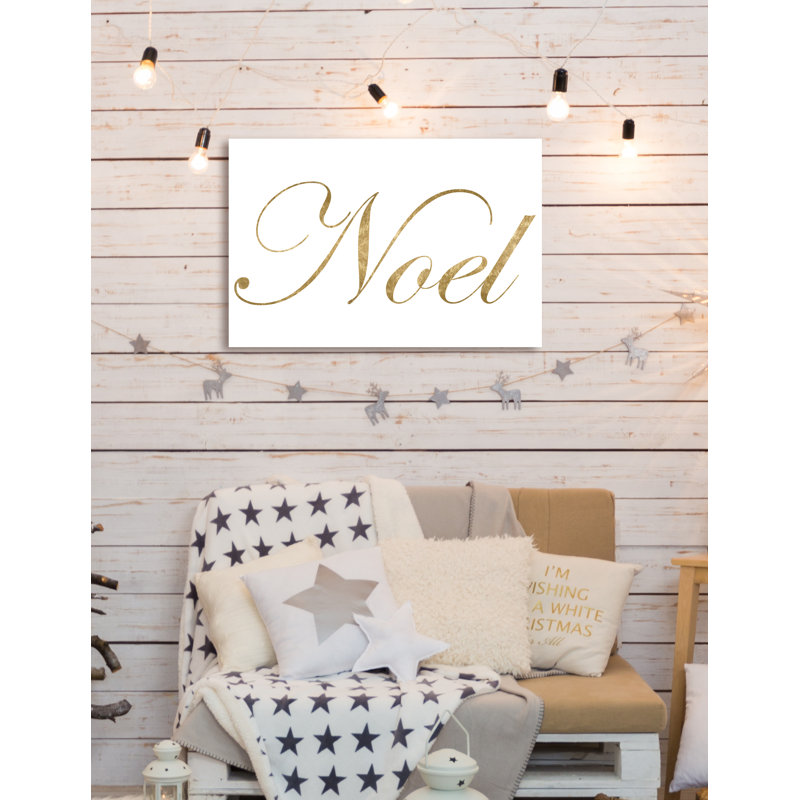 «Noel Gold», art textuel sur toile tendue, H 36 po x l 54 po x P 1,5 po
