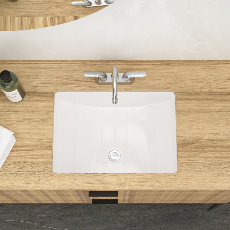 Lavabo de salle de bain en céramique avec trop-plein - encastré, moderne, élégant pour différents endroits, teinture sous plan 19,7 x 14, espaces multiples lisses