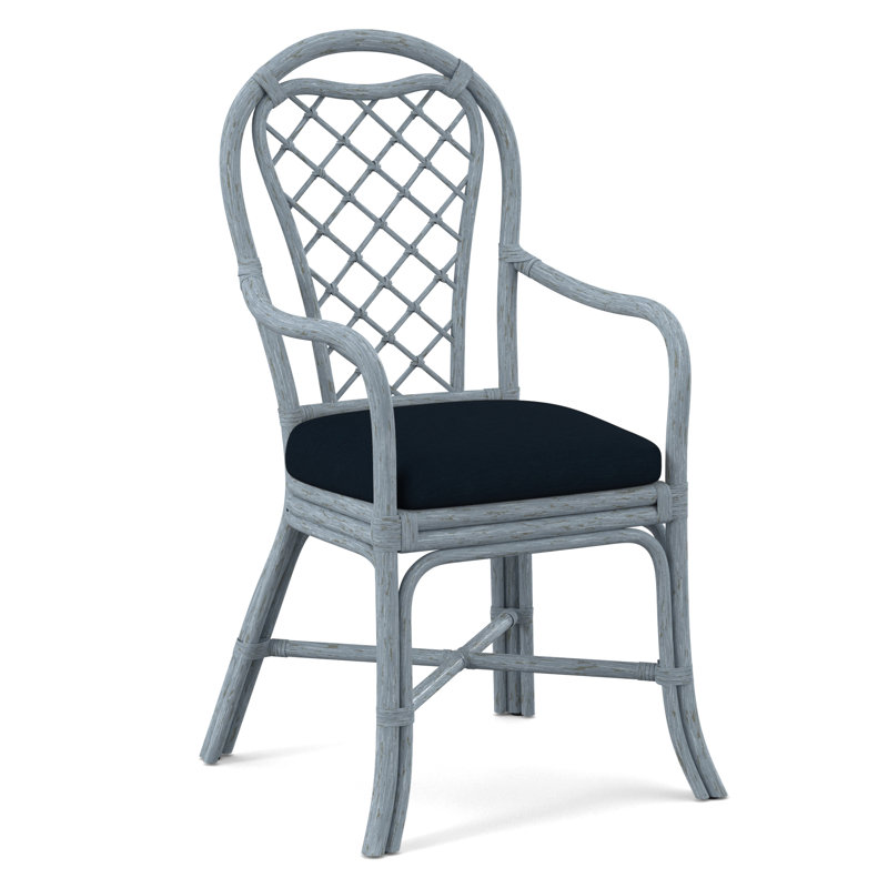 Trellis Dining Arm Chair, Beige Performance Fabric; 0851-73, Sea Glass