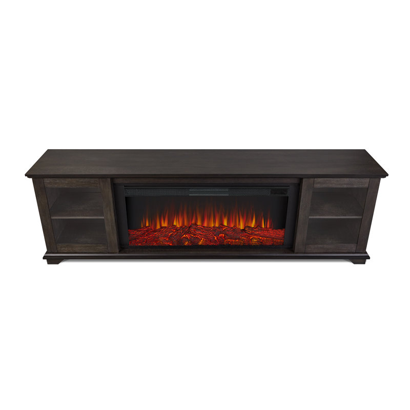 Benjamin 81" Landscape TV Stand with Electric Fireplace by Real Flame, Standard, Weathered Wood