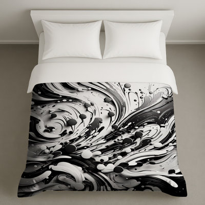 Black White Abstract Swirls Duvet Covers