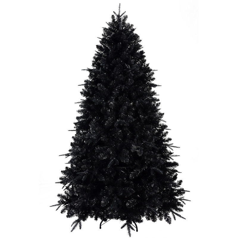 Sapin de Noël noir pré-éclairé en métal et en PVC
