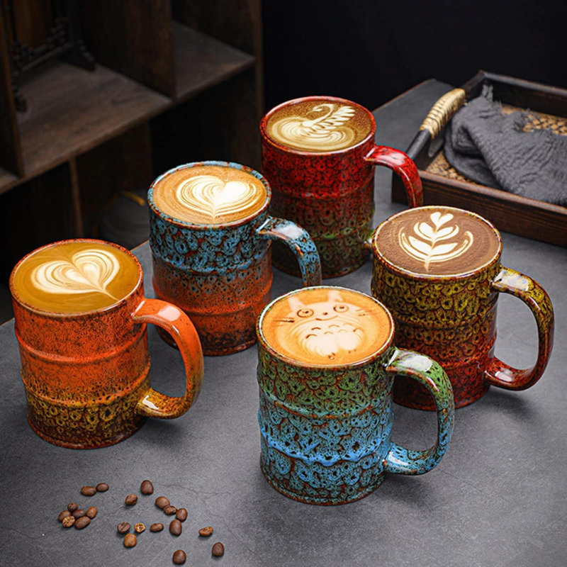 Tasses à café en céramique - Tasse à thé pour le bureau et la maison - Va au lave-vaisselle et au micro-ondes