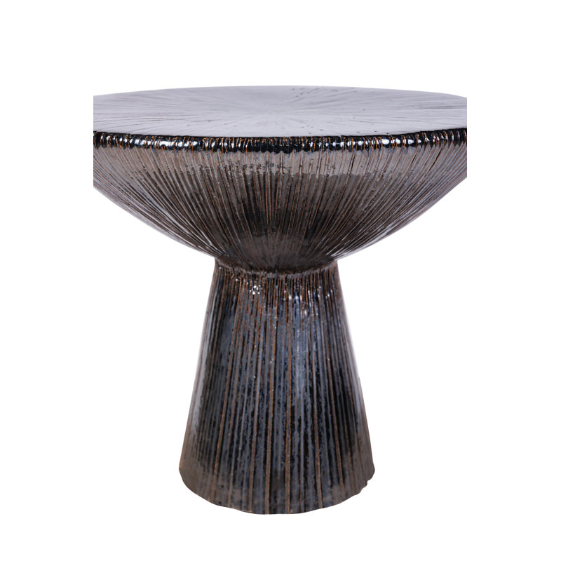 Sunburst Outdoor Round Side Table, Smoke Semi Gloss