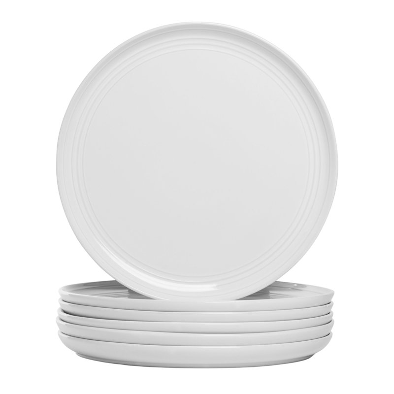 Double Line 10.5" Dinner Plate, White