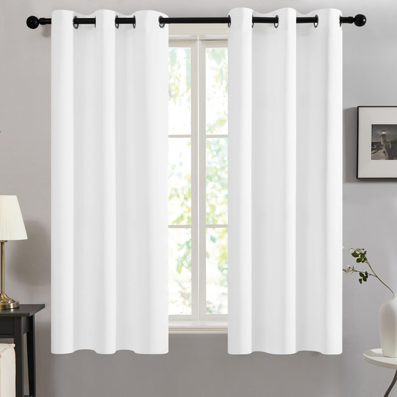 Thermal Insulated Room Darkening Grommet Curtain Panels (Set of 4), 42" W x 45" L, Pure White