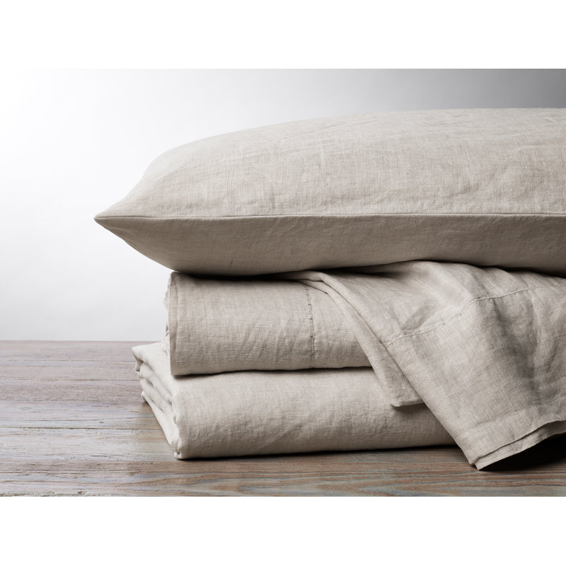 Queen Natural Chambray Organic Cotton Percale Sheet Set
