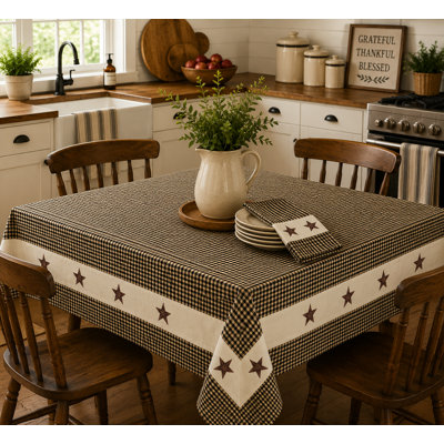 52"x72" Rect. Stars Accented Checked Tablecloth