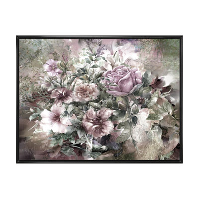 " Grunge Pink Gray Summer Flowers "