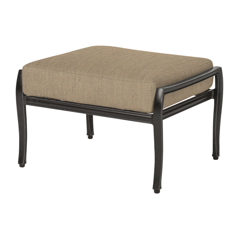 Edge Outdoor Ottoman, Canvas Heather Beige Sunbrella® Canvas, Midnight Gold