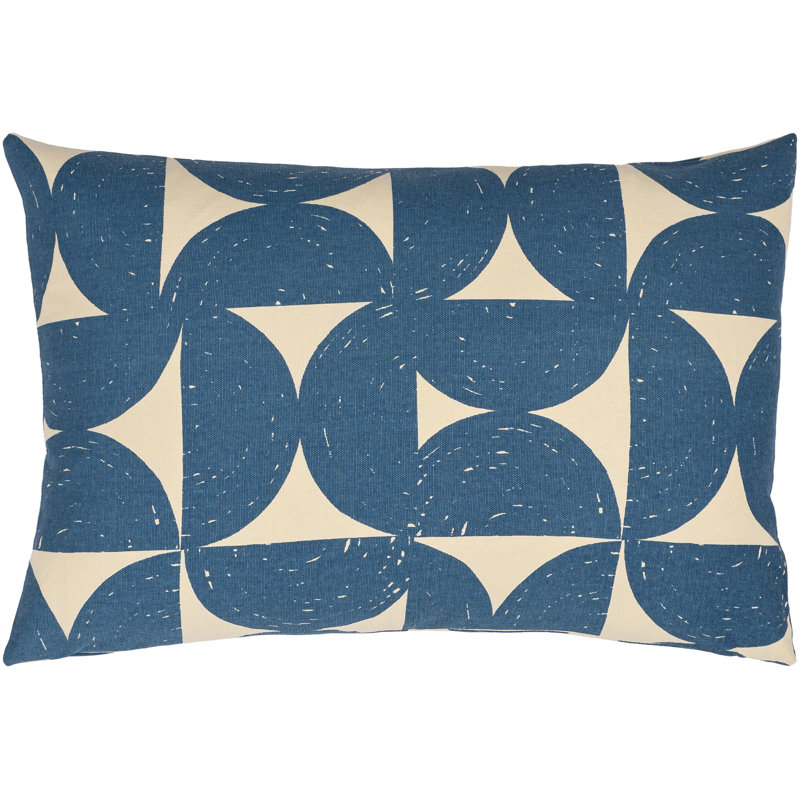 Coussin géométrique lombaire, Bleu foncé / beige